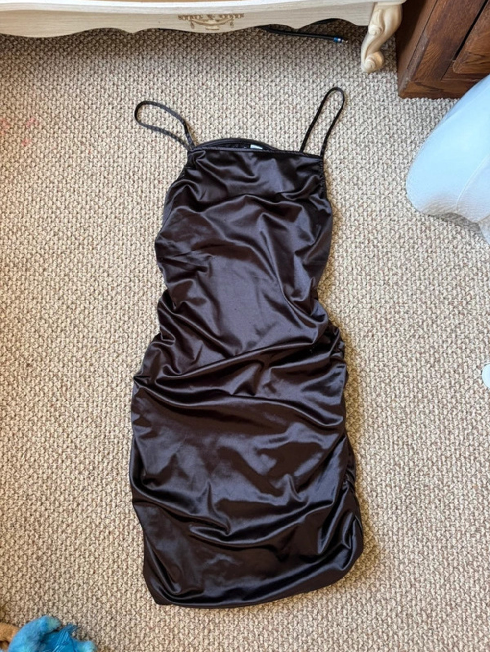 H&M black satin mini dress